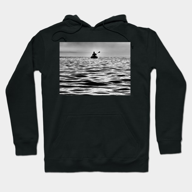 Black and white kayak Hoodie by Pickle-Lily